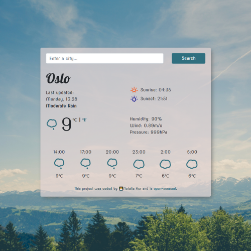 React weather project preview